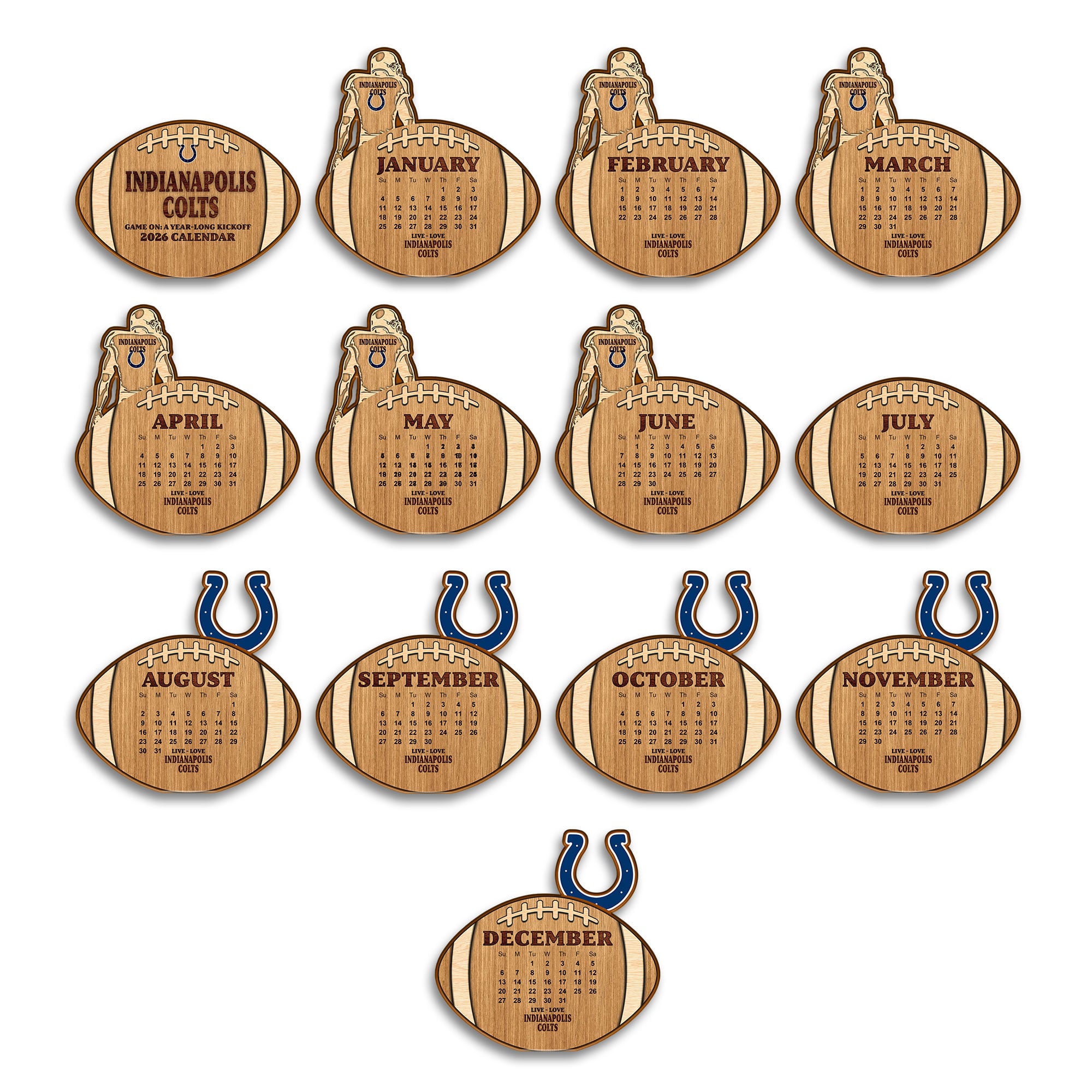 Indianapolis Colts | Premium NFL Rugby Ball Shaped 2026 Calendar - Image 2