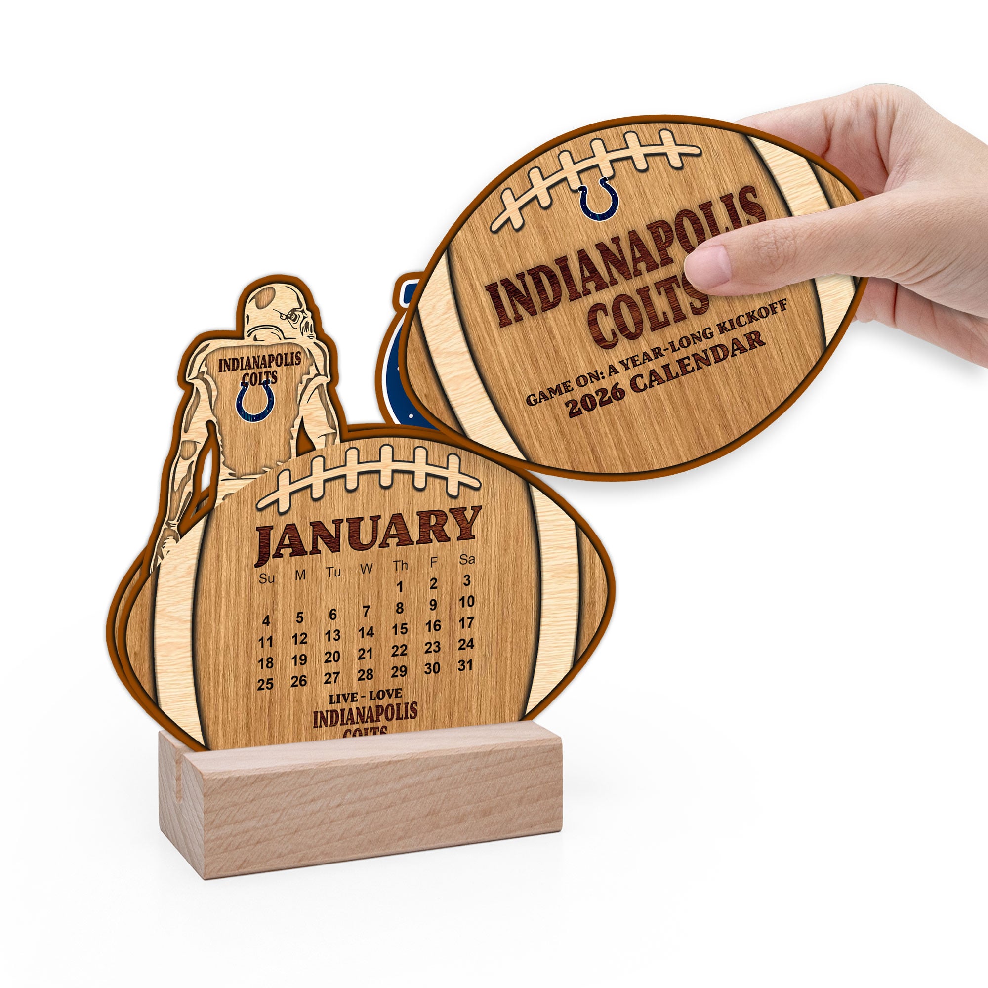 Indianapolis Colts | Premium NFL Rugby Ball Shaped 2026 Calendar - Image 4