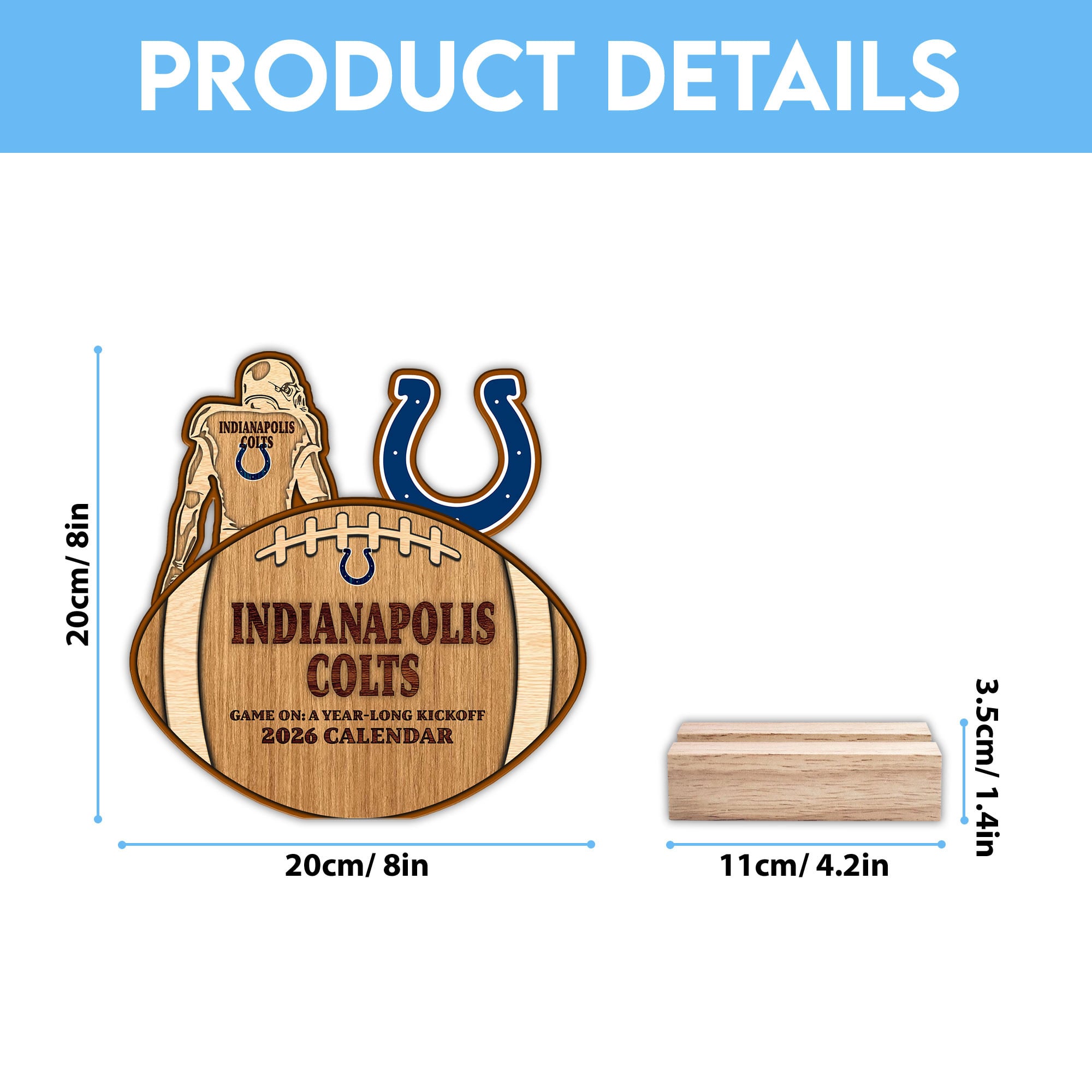 Indianapolis Colts | Premium NFL Rugby Ball Shaped 2026 Calendar - Image 5