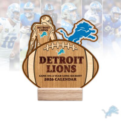 Detroit Lions | Premium NFL Rugby Ball Shaped 2026 Calendar