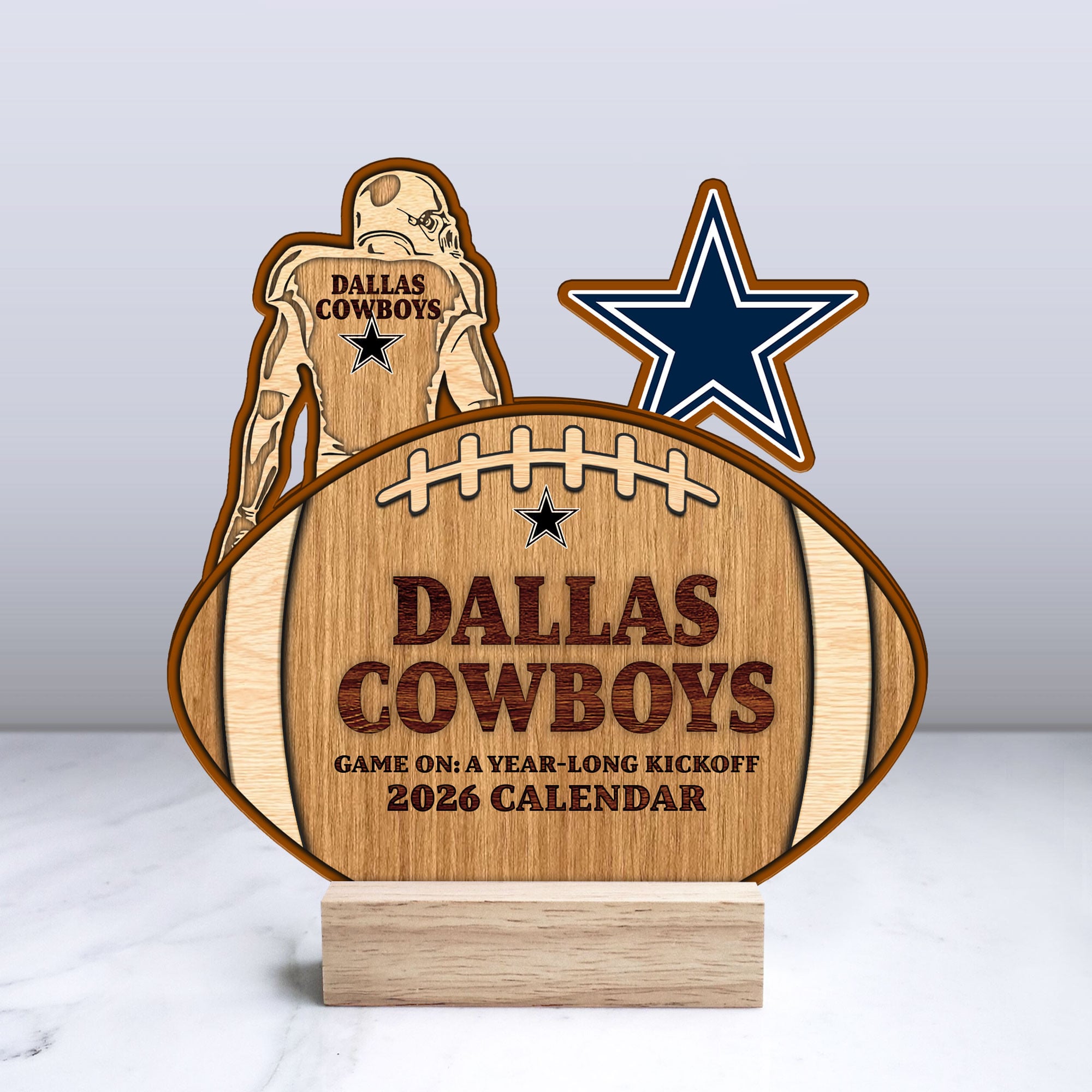 Dallas Cowboys | Premium NFL Rugby Ball Shaped 2026 Calendar - Image 3