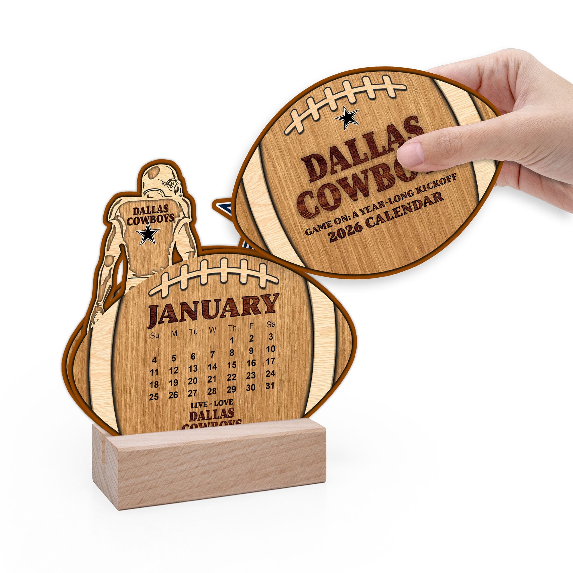 Dallas Cowboys | Premium NFL Rugby Ball Shaped 2026 Calendar - Image 4
