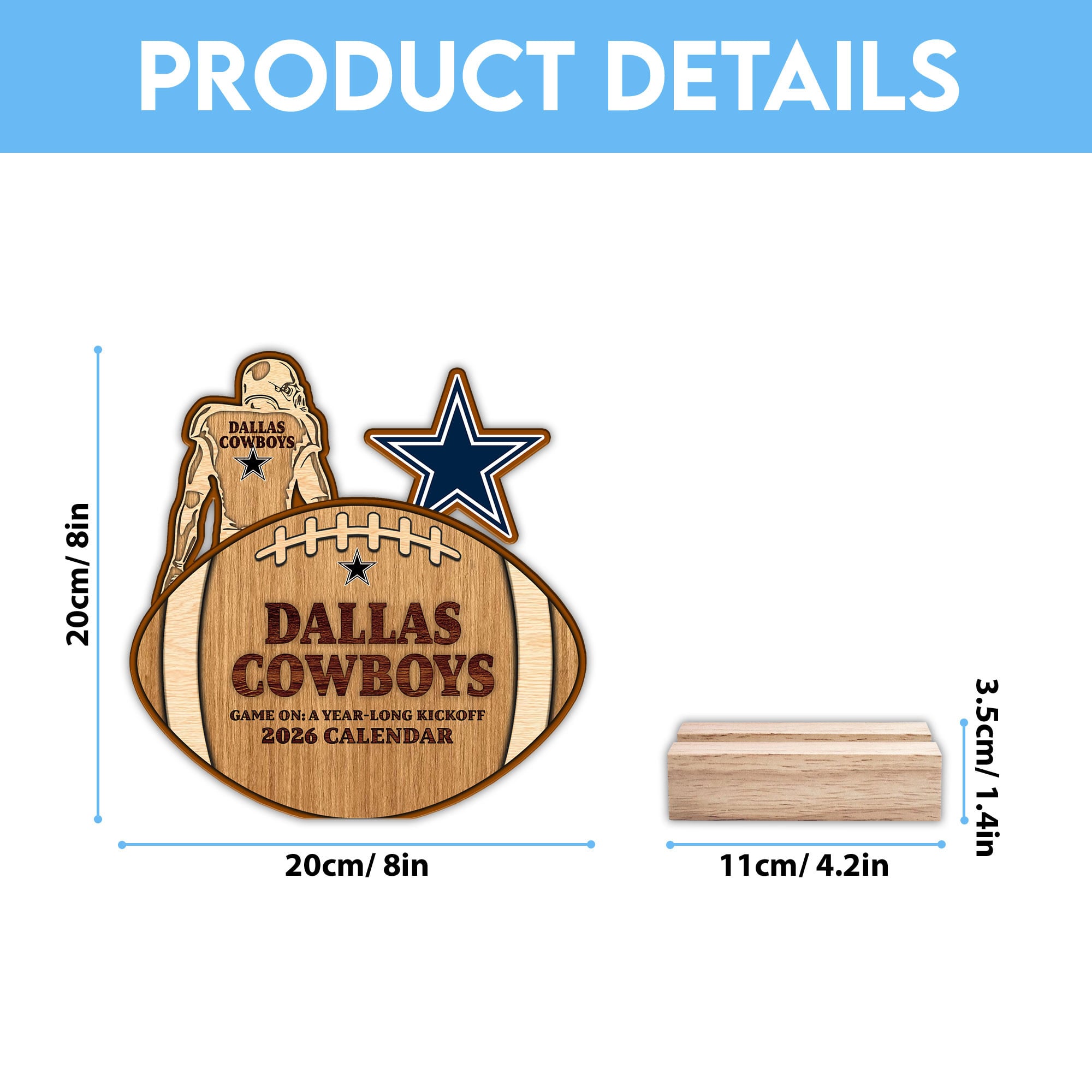 Dallas Cowboys | Premium NFL Rugby Ball Shaped 2026 Calendar - Image 5