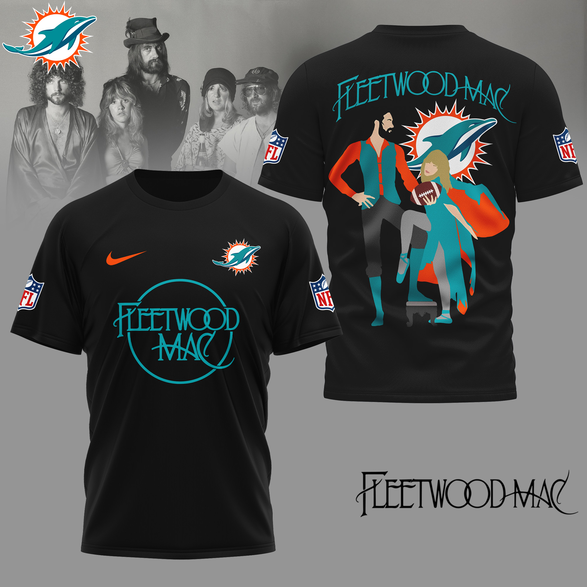 Miami Dolphins | Premium NFL and Fleetwood Mac 3D Shirt - Image 2