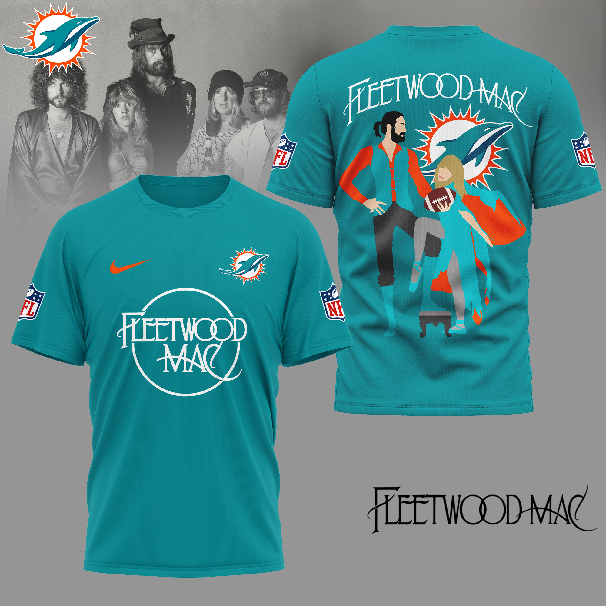 Miami Dolphins | Premium NFL and Fleetwood Mac 3D Shirt - Image 3