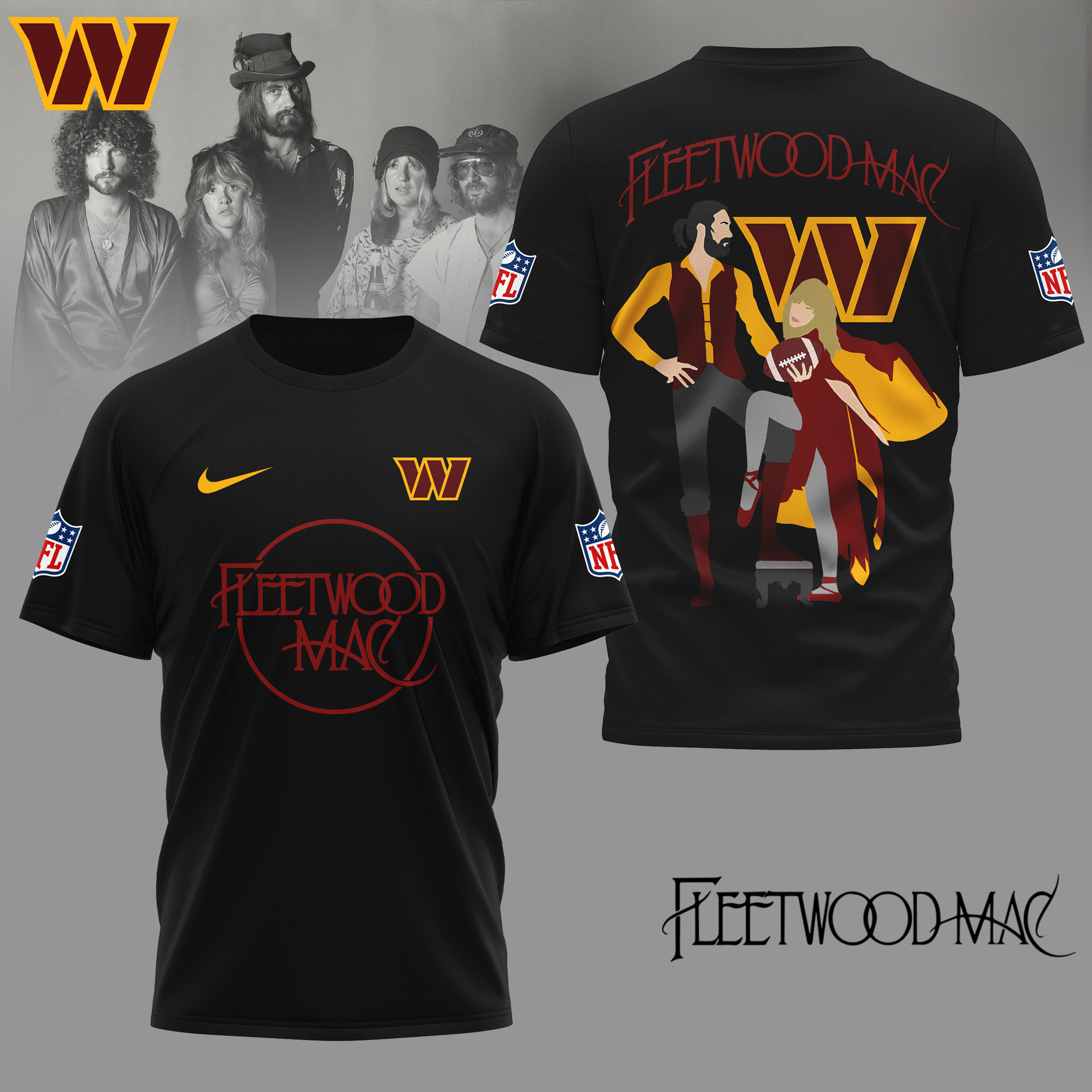 Washington Commanders | Premium NFL and Fleetwood Mac 3D Shirt - Image 2
