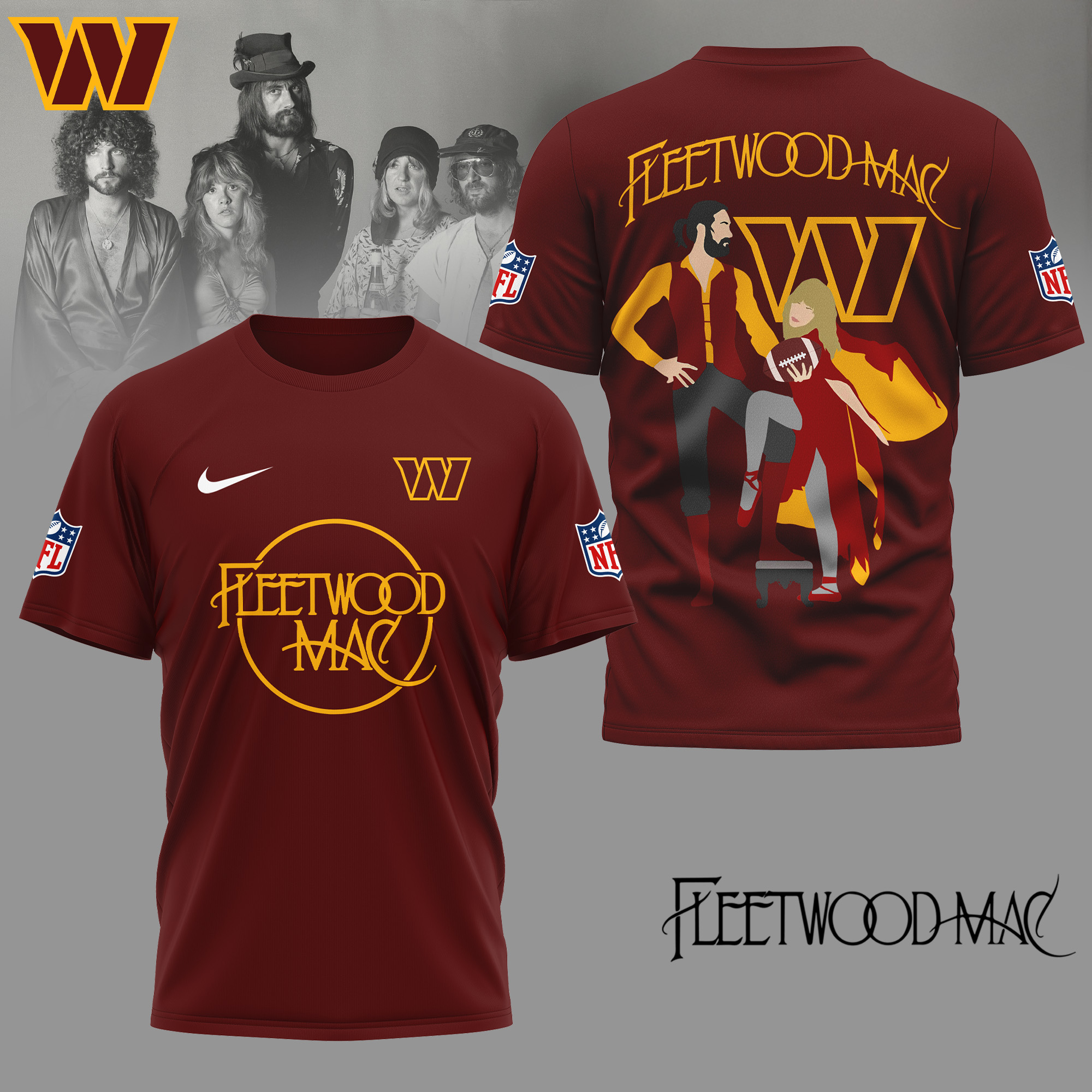Washington Commanders | Premium NFL and Fleetwood Mac 3D Shirt - Image 3