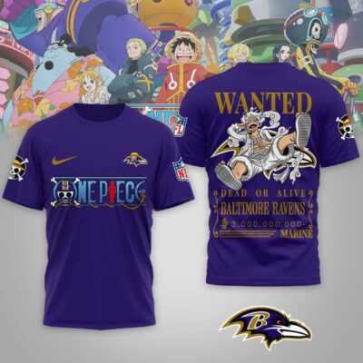 Baltimore Ravens | Premium NFL Wanted Monkey D Luffy 3D Shirt