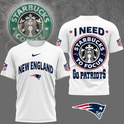 New England Patriots | Premium NFL Starbucks Fan 3D Shirt