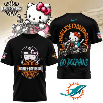 Miami Dolphins | Premium NFL Hello Kitty Harley Davidson 3D Shirt