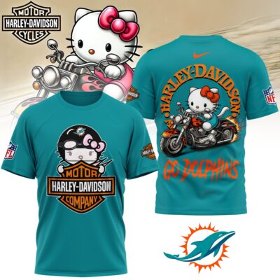 Miami Dolphins | Premium NFL Hello Kitty Harley Davidson 3D Shirt