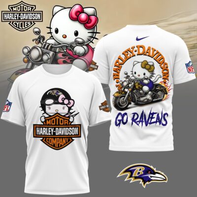 Baltimore Ravens | Premium NFL Hello Kitty Harley Davidson 3D Shirt