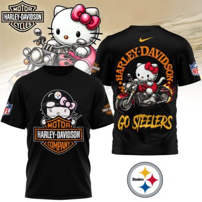 Pittsburgh Steelers | Premium NFL Hello Kitty Harley Davidson 3D Shirt