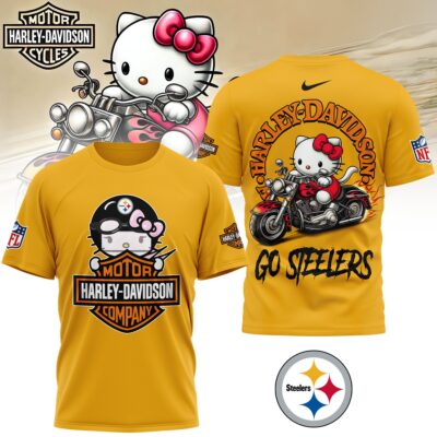 Pittsburgh Steelers | Premium NFL Hello Kitty Harley Davidson 3D Shirt