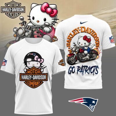 New England Patriots | Premium NFL Hello Kitty Harley Davidson 3D Shirt