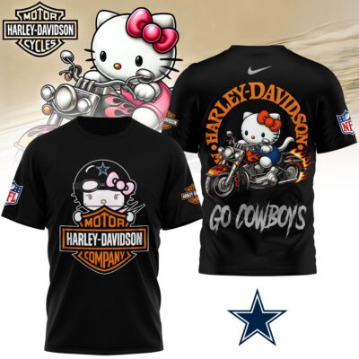 Dallas Cowboys | Premium NFL Hello Kitty Harley Davidson 3D Shirt