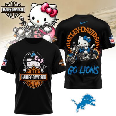 Detroit Lions | Premium NFL Hello Kitty Harley Davidson 3D Shirt