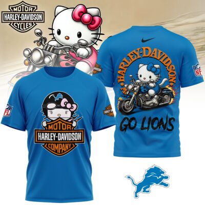 Detroit Lions | Premium NFL Hello Kitty Harley Davidson 3D Shirt