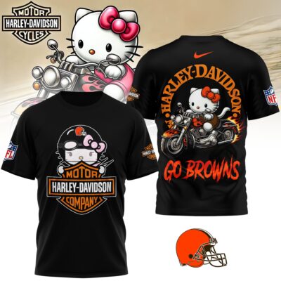 Cleveland Browns | Premium NFL Hello Kitty Harley Davidson 3D Shirt
