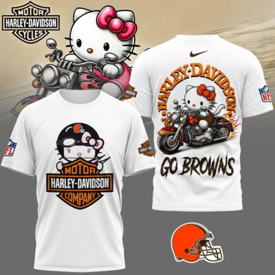 Cleveland Browns | Premium NFL Hello Kitty Harley Davidson 3D Shirt