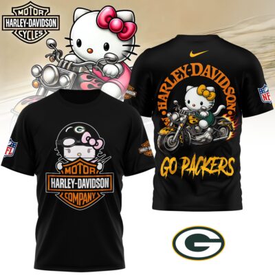 Green Bay Packers | Premium NFL Hello Kitty Harley Davidson 3D Shirt