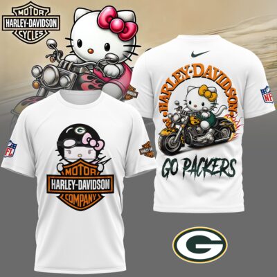 Green Bay Packers | Premium NFL Hello Kitty Harley Davidson 3D Shirt
