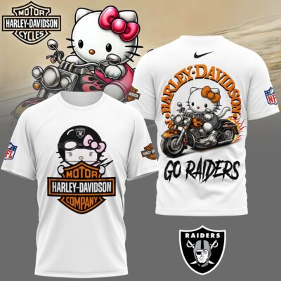 Las Vegas Raiders | Premium NFL Hello Kitty Harley Davidson 3D Shirt