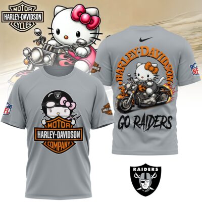 Las Vegas Raiders | Premium NFL Hello Kitty Harley Davidson 3D Shirt