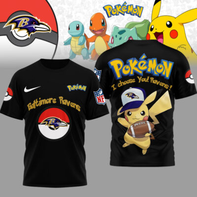 Baltimore Ravens | Premium NFL I Choose You Pikachu 3D Shirt