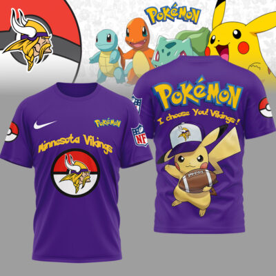 Minnesota Vikings | Premium NFL I Choose You Pikachu 3D Shirt