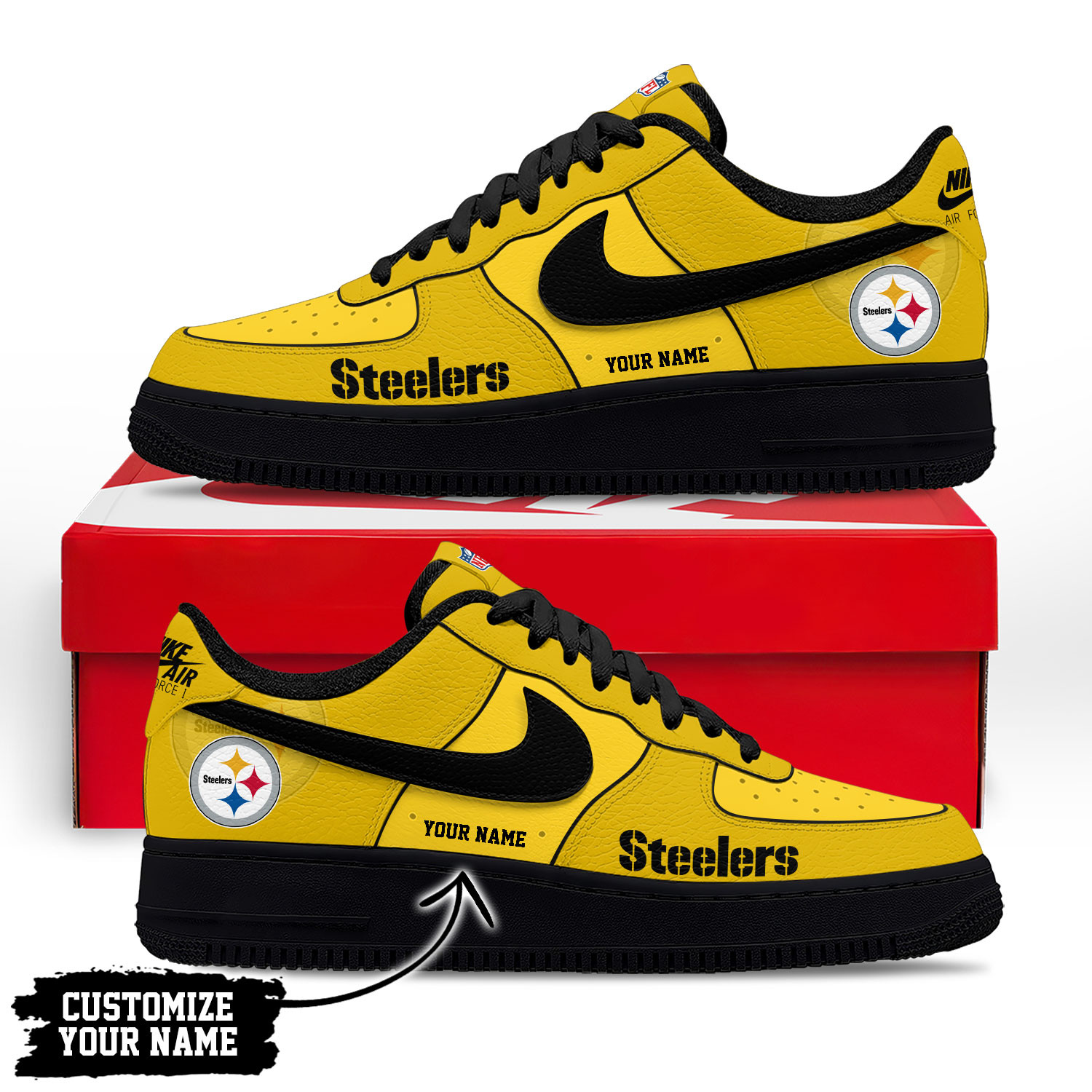 Pittsburgh Steelers | Premium NFL Custom AF1 Shoes - Image 2