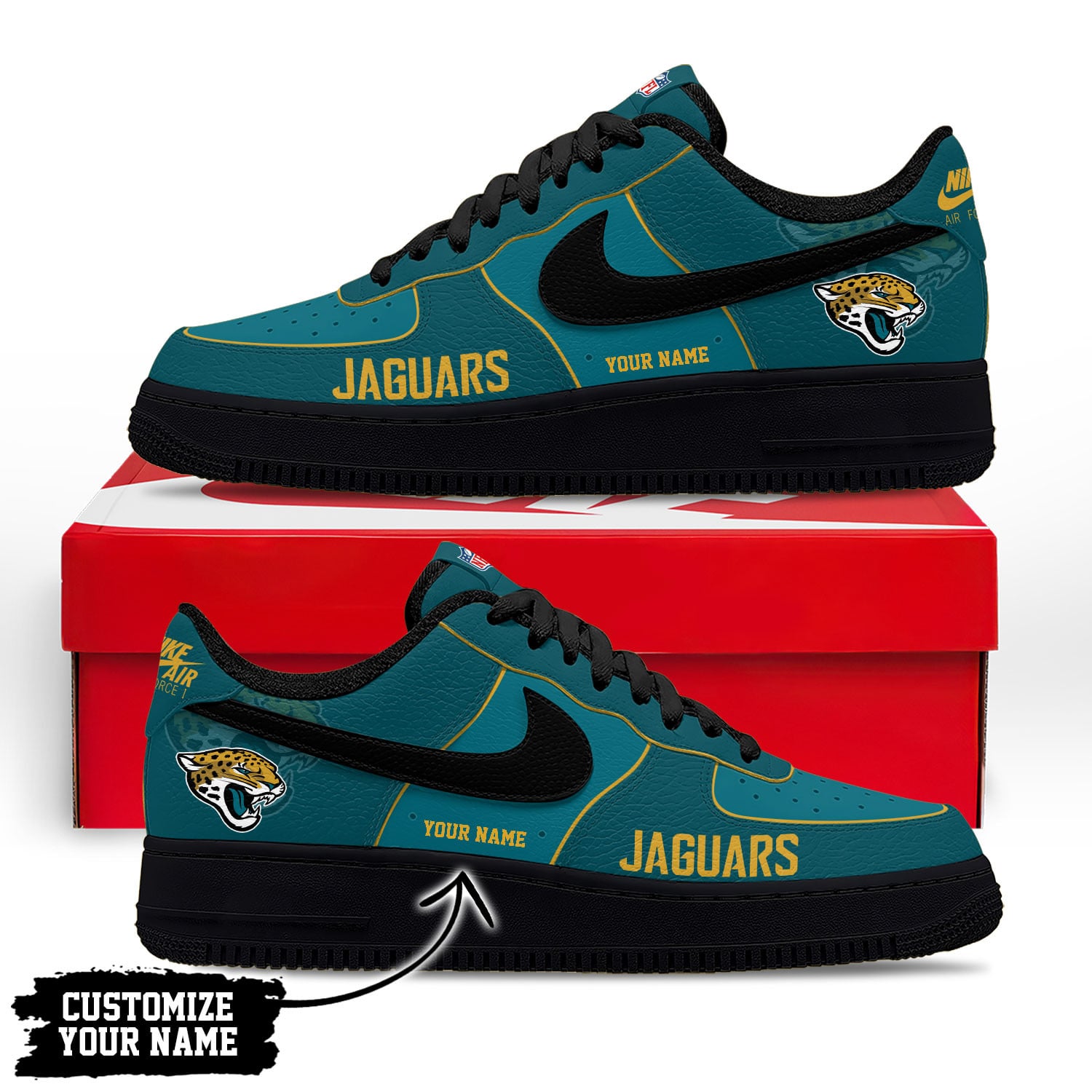 Jacksonville Jaguars | Premium NFL Custom AF1 Shoes - Image 2