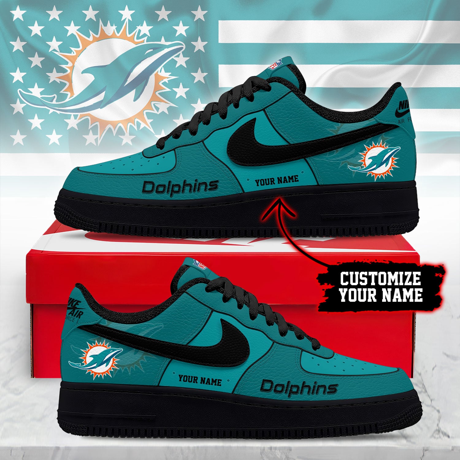 Miami Dolphins | Premium NFL Custom AF1 Shoes