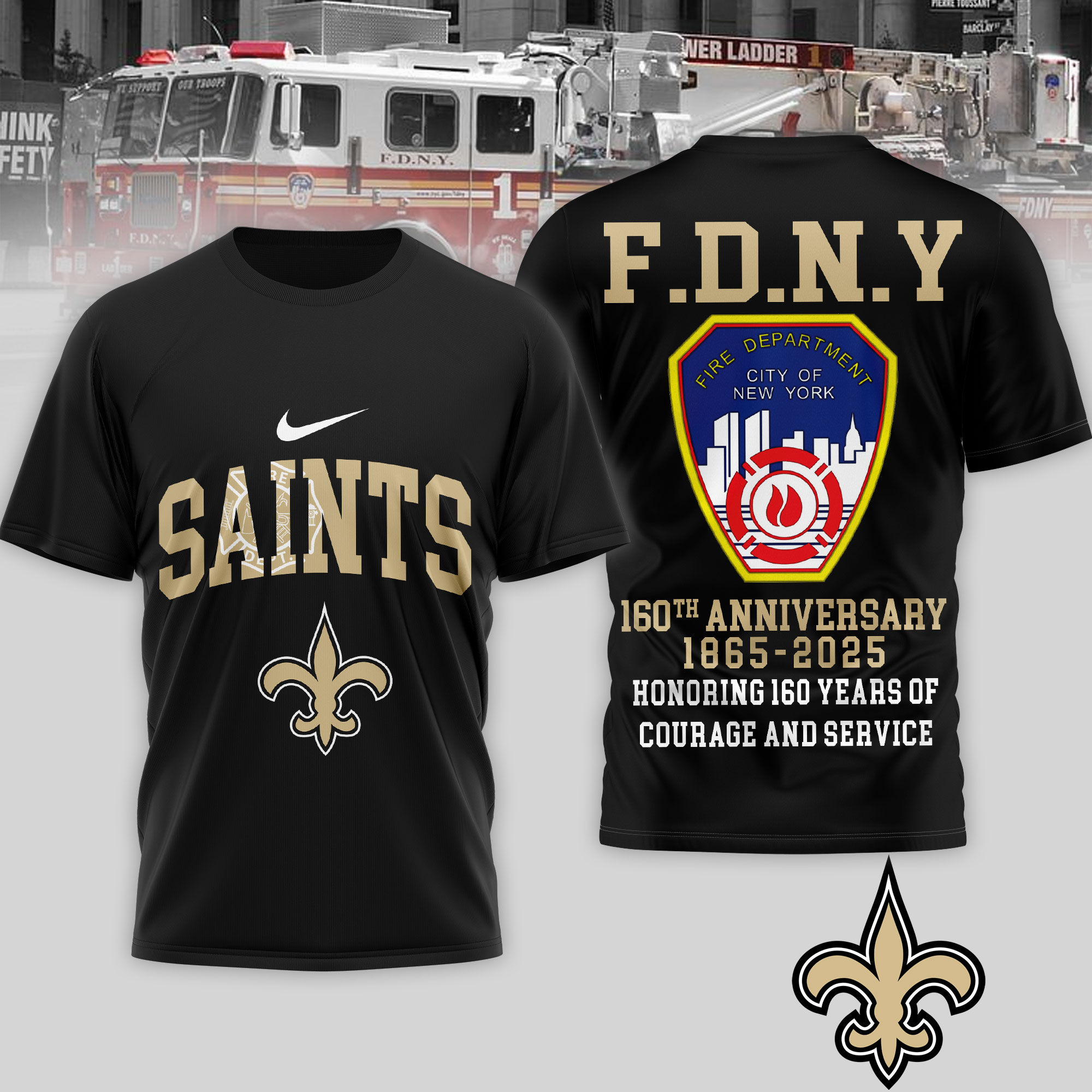 New Orleans Saints | Premium NFL F.N.D.Y 160th Anniversary 3D Shirt - Image 2