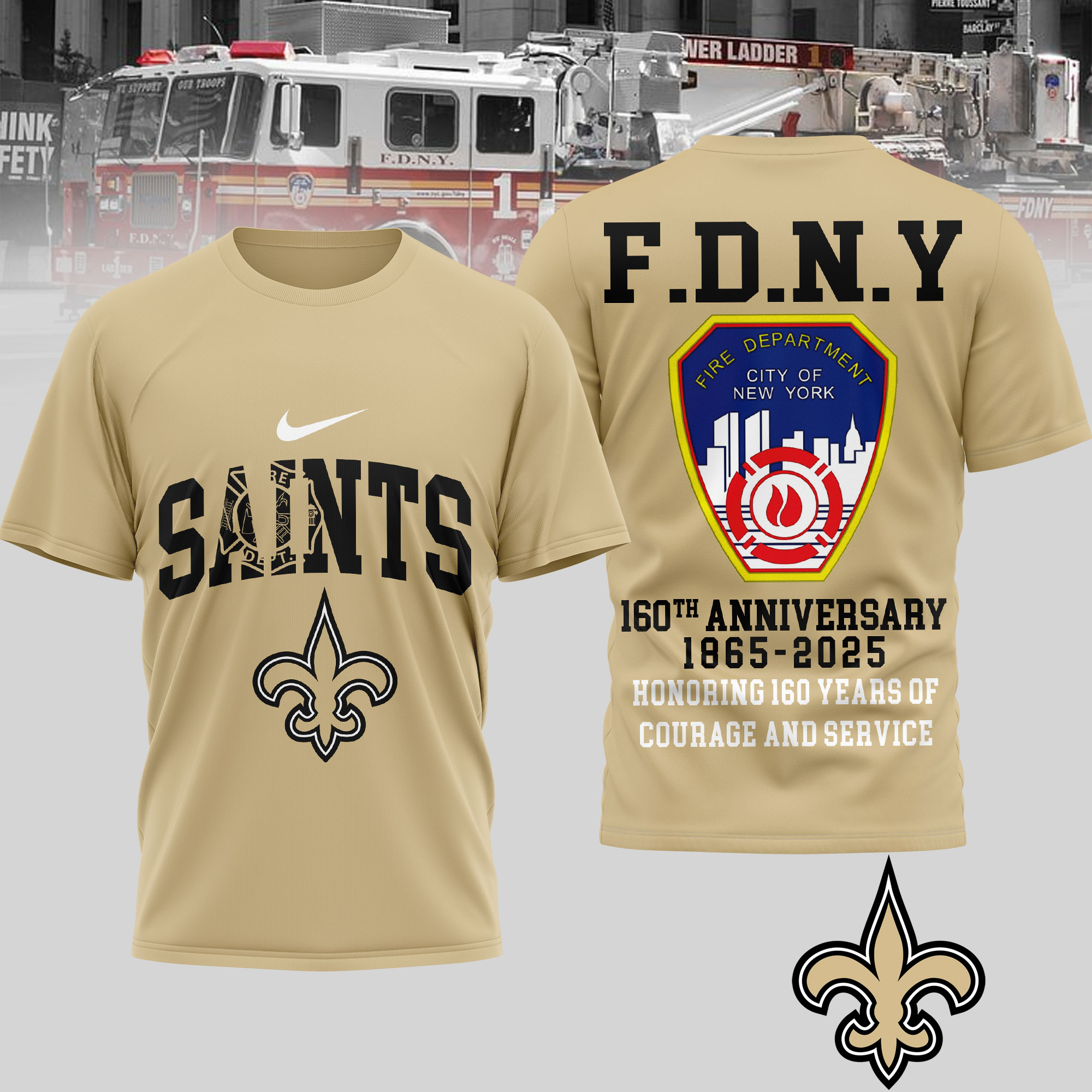 New Orleans Saints | Premium NFL F.N.D.Y 160th Anniversary 3D Shirt - Image 3