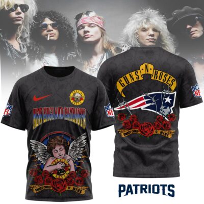 New England Patriots | Premium NFL Guns N Roses 3D Shirt - 2XL