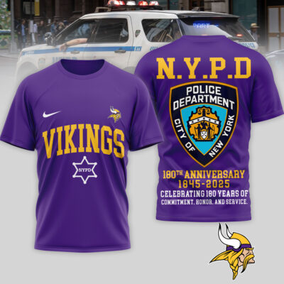 Minnesota Vikings | Premium NFL N.Y.P.D 180th Anniversary 3D Shirt