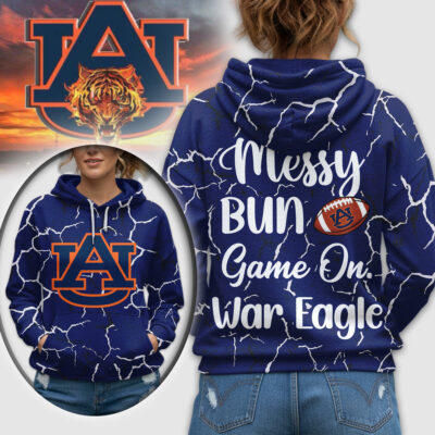 Auburn Tigers | Premium NCAA Messy Bun Game On 3D Hoodie - 3XL