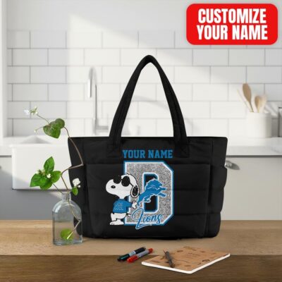 Detroit Lions | Premium NFL Snoopy Tote Bag - Black