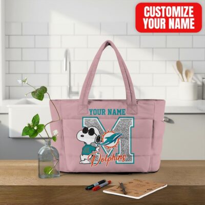 Miami Dolphins | Premium NFL Snoopy Tote Bag - Pink
