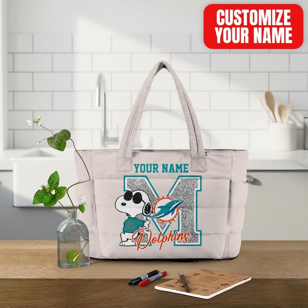 Miami Dolphins | Premium NFL Snoopy Tote Bag - Image 2