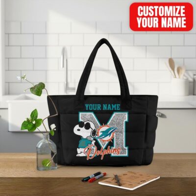 Miami Dolphins | Premium NFL Snoopy Tote Bag - Black