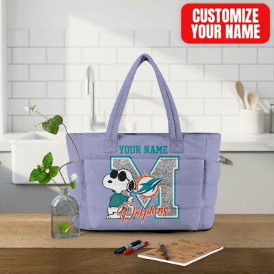 Miami Dolphins | Premium NFL Snoopy Tote Bag - Purple