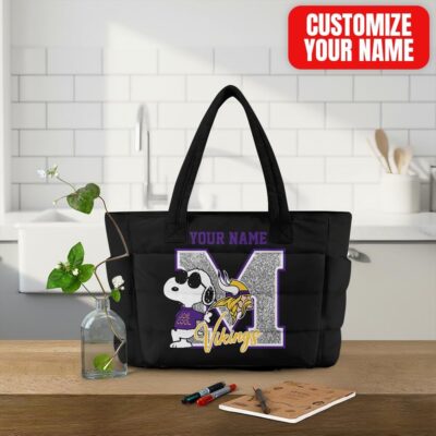 Minnesota Vikings | Premium NFL Snoopy Tote Bag - Black