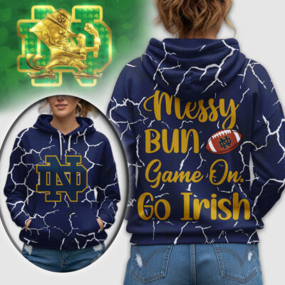 Notre Dame Fighting Irish | Premium NCAA Messy Bun Game On 3D Hoodie