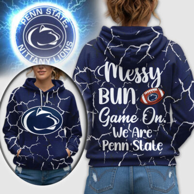 Penn State Nittany Lions | Premium NCAA Messy Bun Game On 3D Hoodie - M