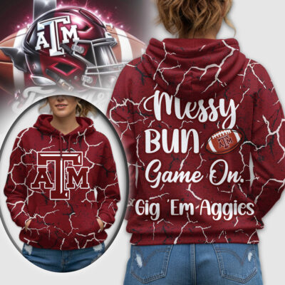 Texas A&M Aggies | Premium NCAA Messy Bun Game On 3D Hoodie - M