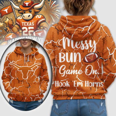 Texas Longhorns | Premium NCAA Messy Bun Game On 3D Hoodie - 4XL