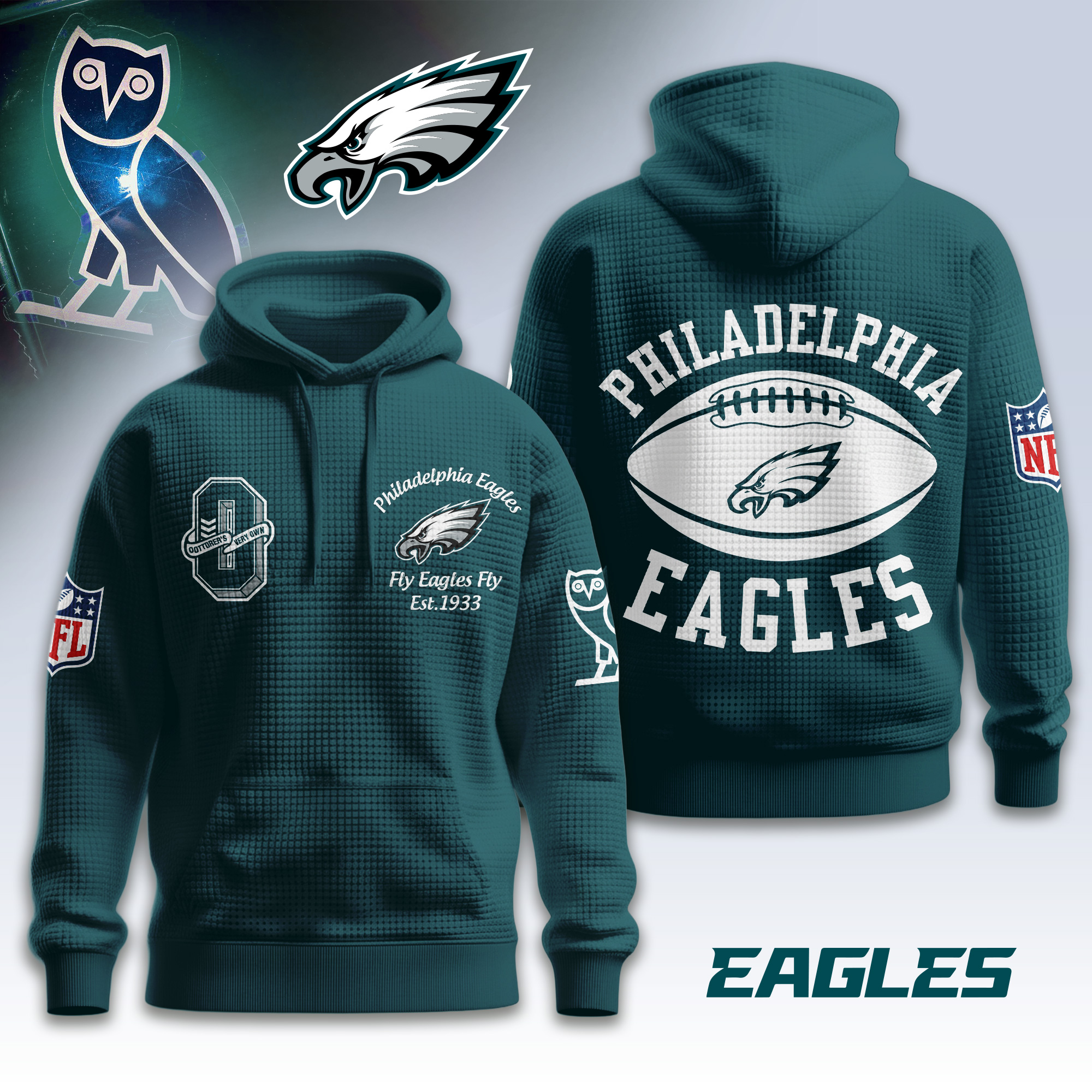 Philadelphia Eagles | Premium NFL x OVO 3D Waffle Hoodie