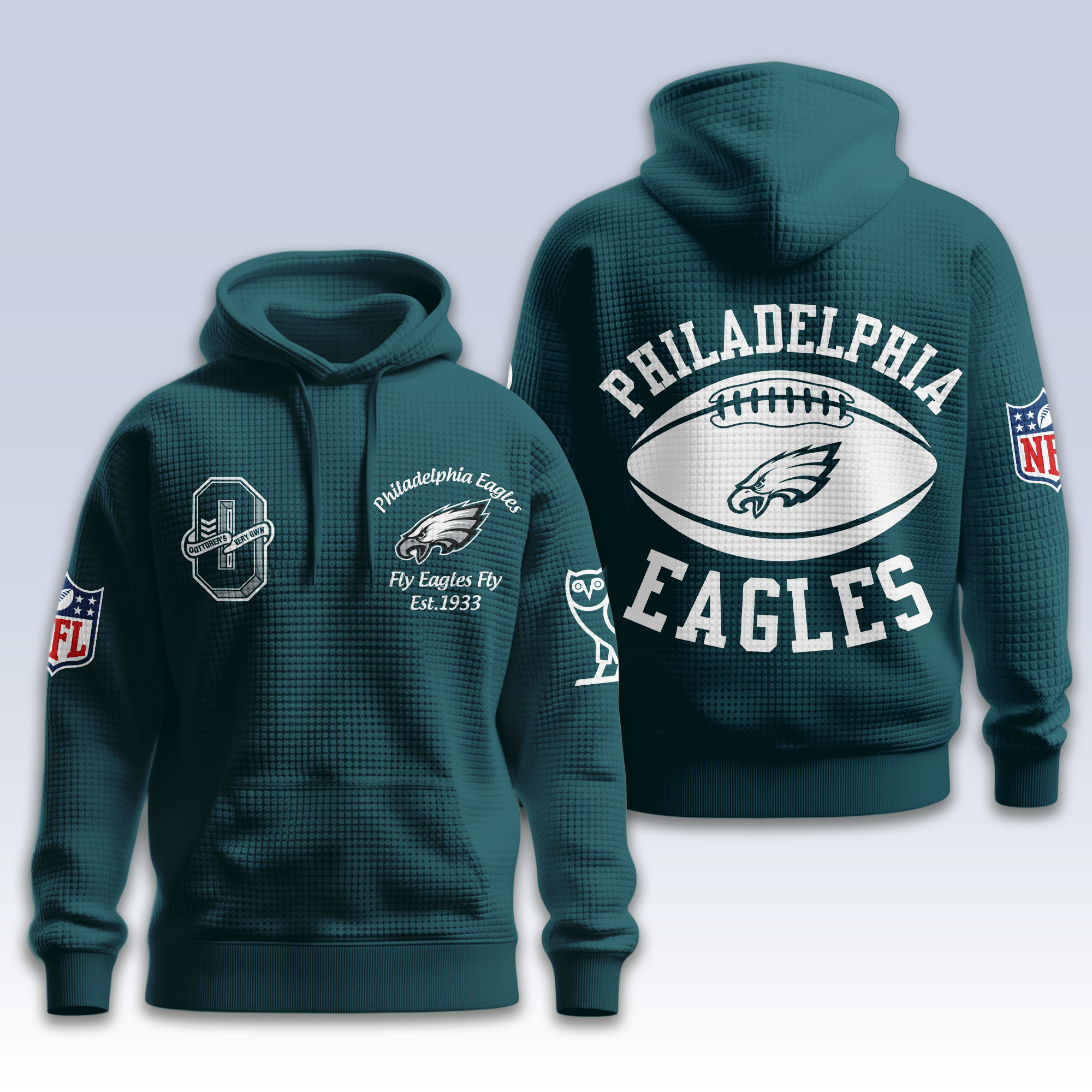 Philadelphia Eagles | Premium NFL x OVO 3D Waffle Hoodie - Image 2